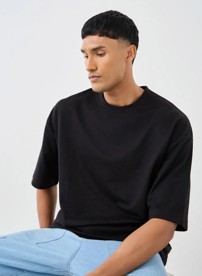 ستايلي ستيلا عبوة من 2 - تي شيرت قطن تيري بقصة بوكسي وياقة دائرية